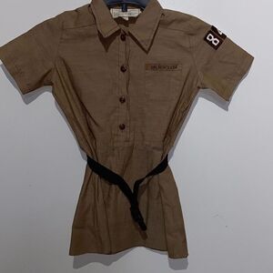 Girl Scouts of America Kid's Brown Belted Official Uniform Shirt Dress Size 7